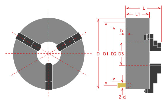 Chuck Autocentrante de 3 Mordazas VSK-12A / 12"