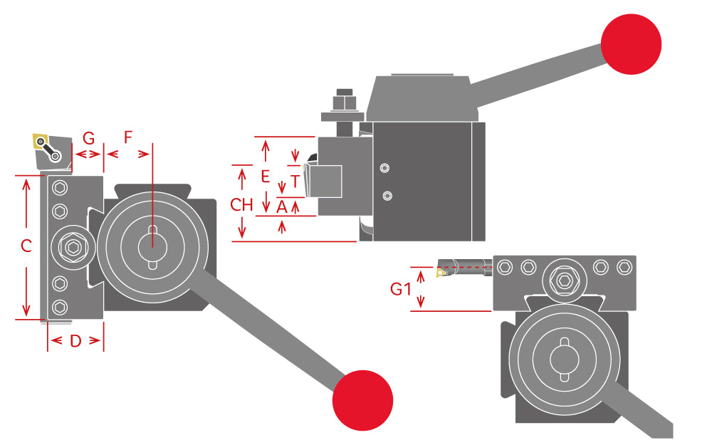 Dorian Tool #2 Poste Porta Herramienta para Desbaste, Torneado y Careado D35CXA / 3/4" - 1"