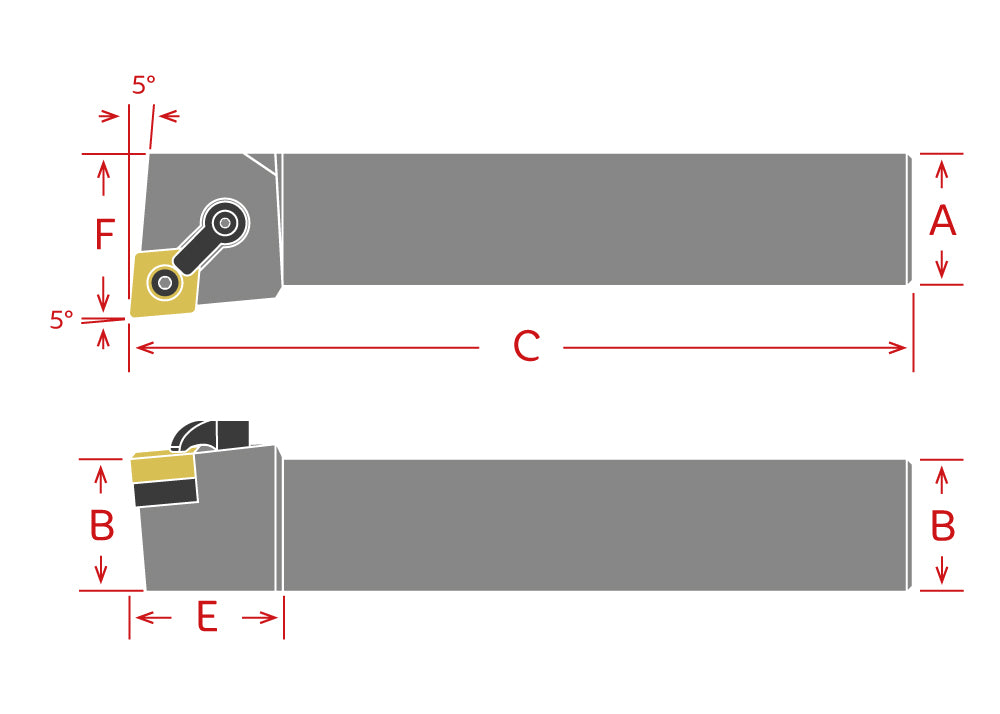 Dorian Tool Porta Inserto Diamante para Torneado Izquierdo MCLNL16-5C / 1"