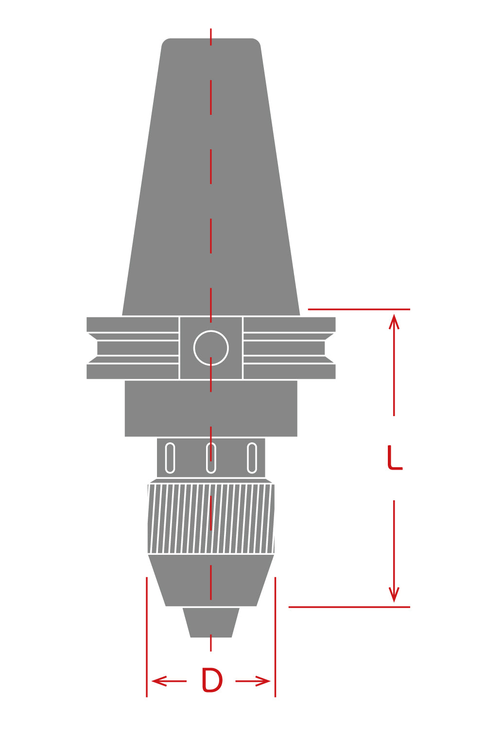 Dorian Tool Chuck Broquero CAT40-KDCH-13 /Apertura 1/32" - 1/2", Diámetro 2" , Integrado, Sin Llave