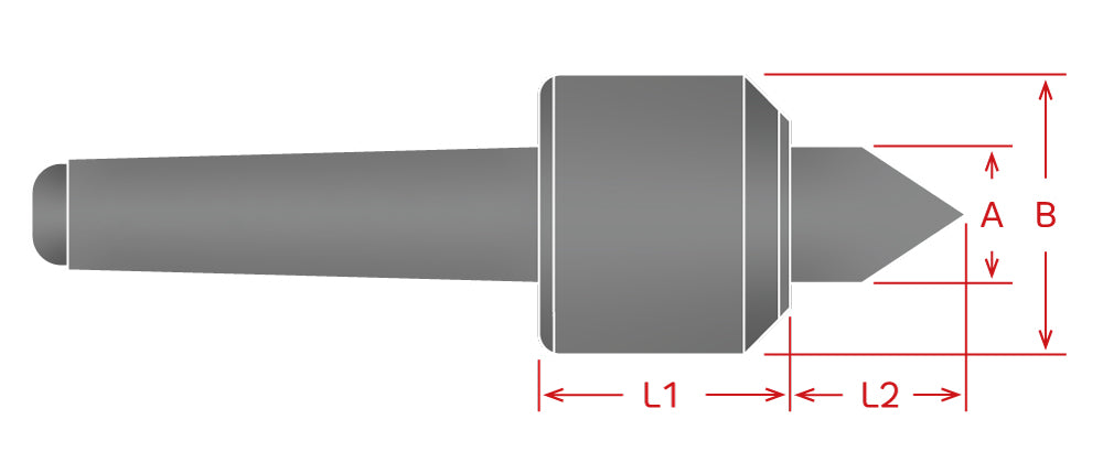 Dorian Tool Contrapunto de Precisión con Centro Giratorio PLC-PRE-S60 Punta Estándar MT3